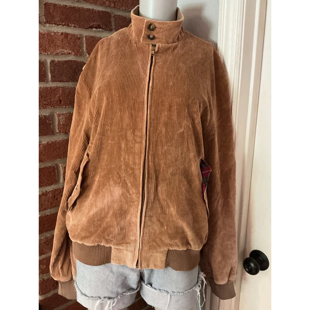 Vintage Baracuta Tan Corduroy Harrington Jacket 40R Plaid Lined